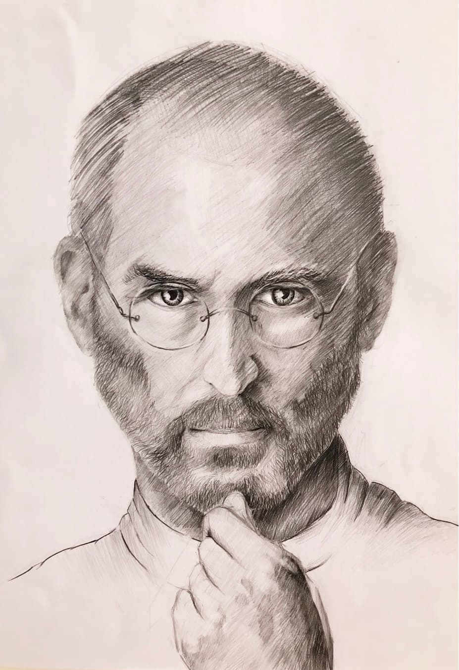 Portrait von Steve Jobs, Bleistiftzeichnung von Maxim Mihailov, 2017