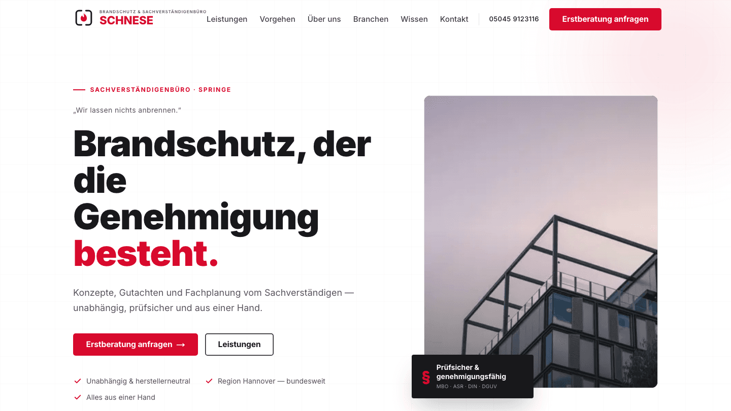 BMS Brandschutz — Hero der Startseite