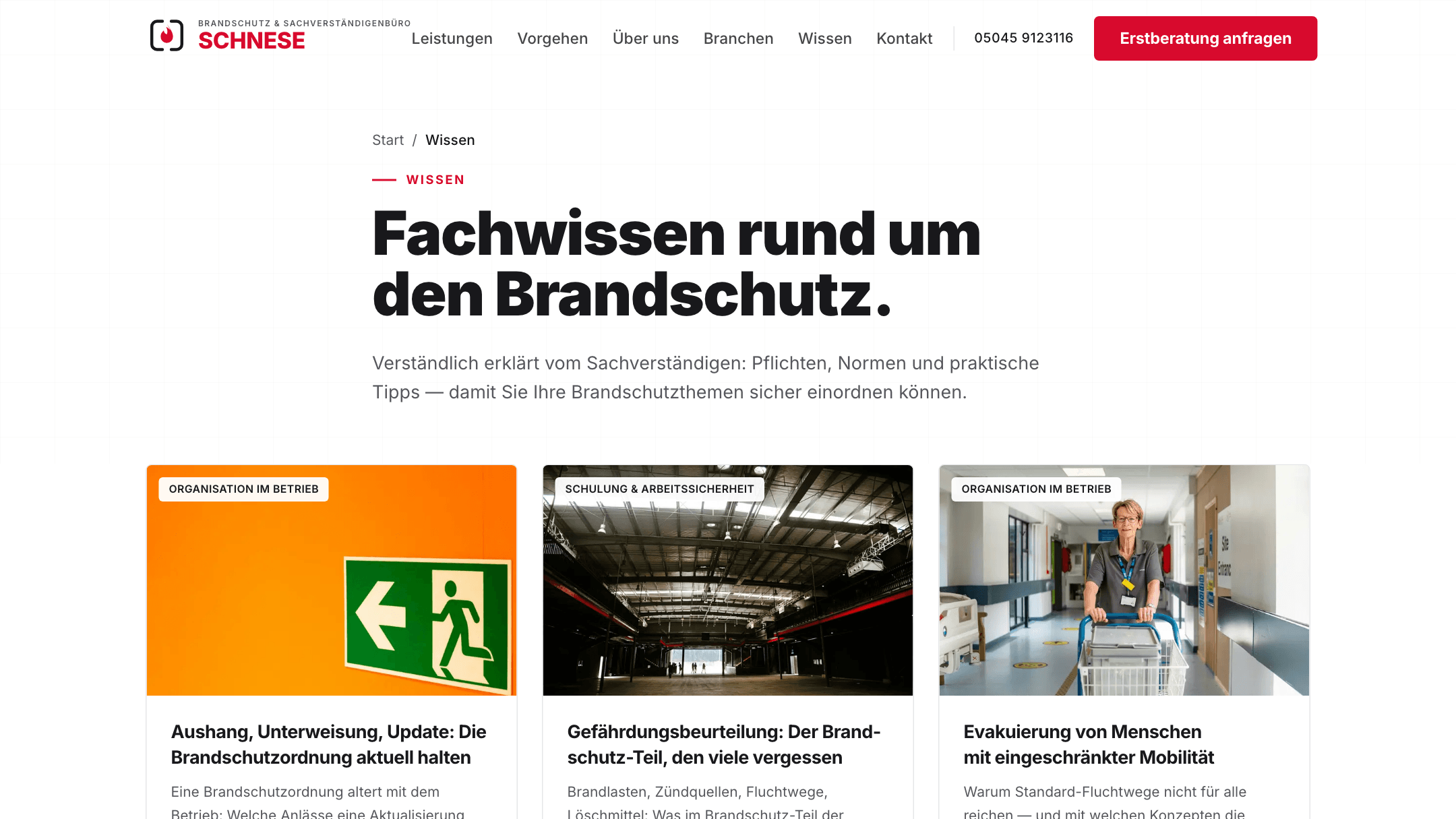 BMS Brandschutz — Wissens-Hub mit 36 Fachartikeln