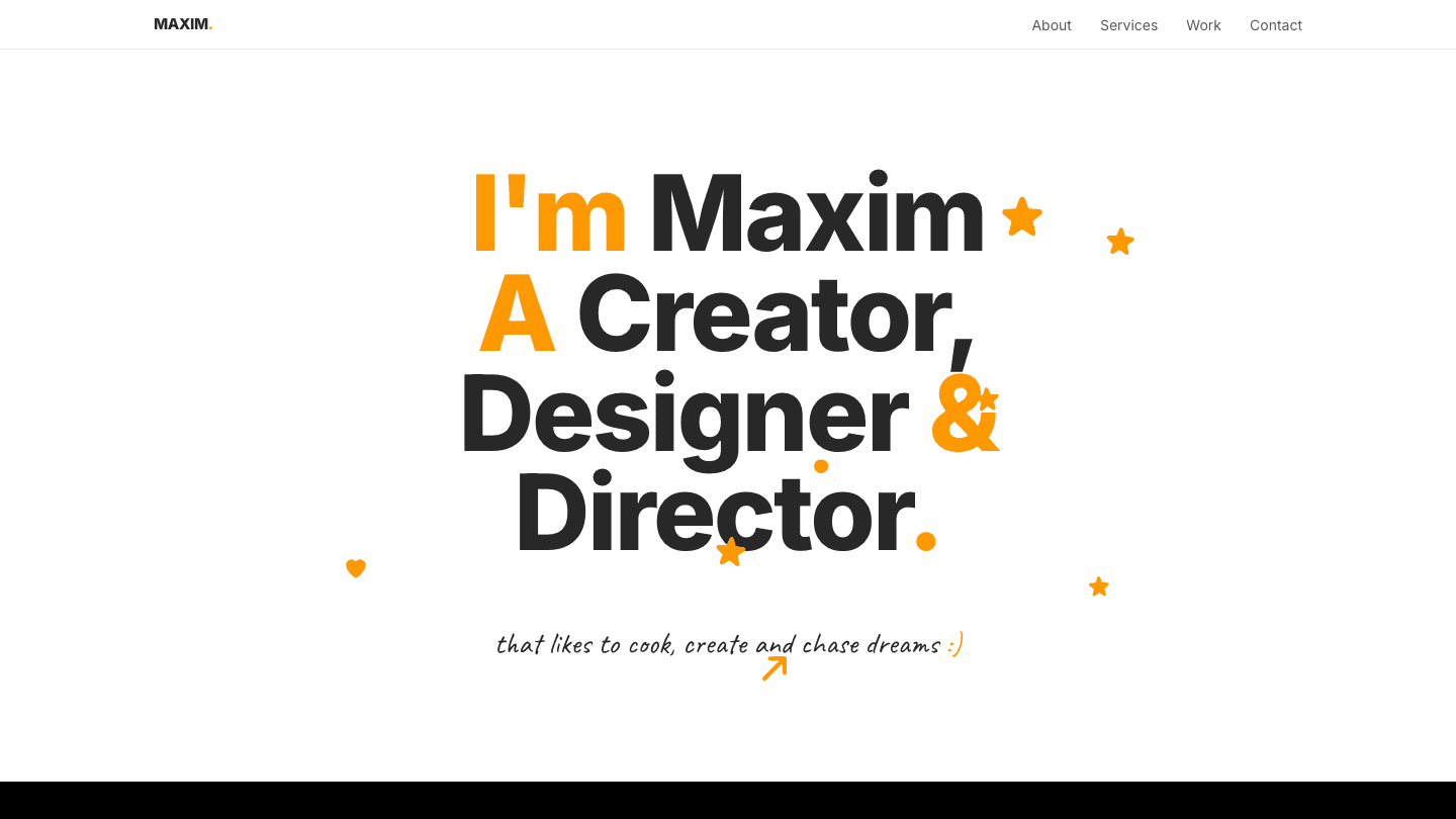 Creative Portfolio — Landing mit Typo-Komposition