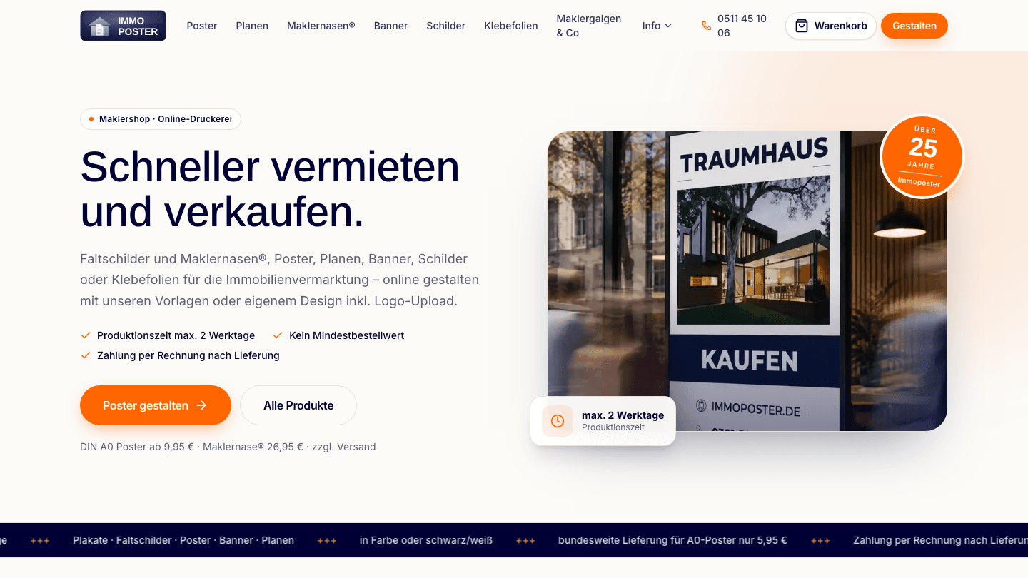 Immoposter — Hero der Startseite