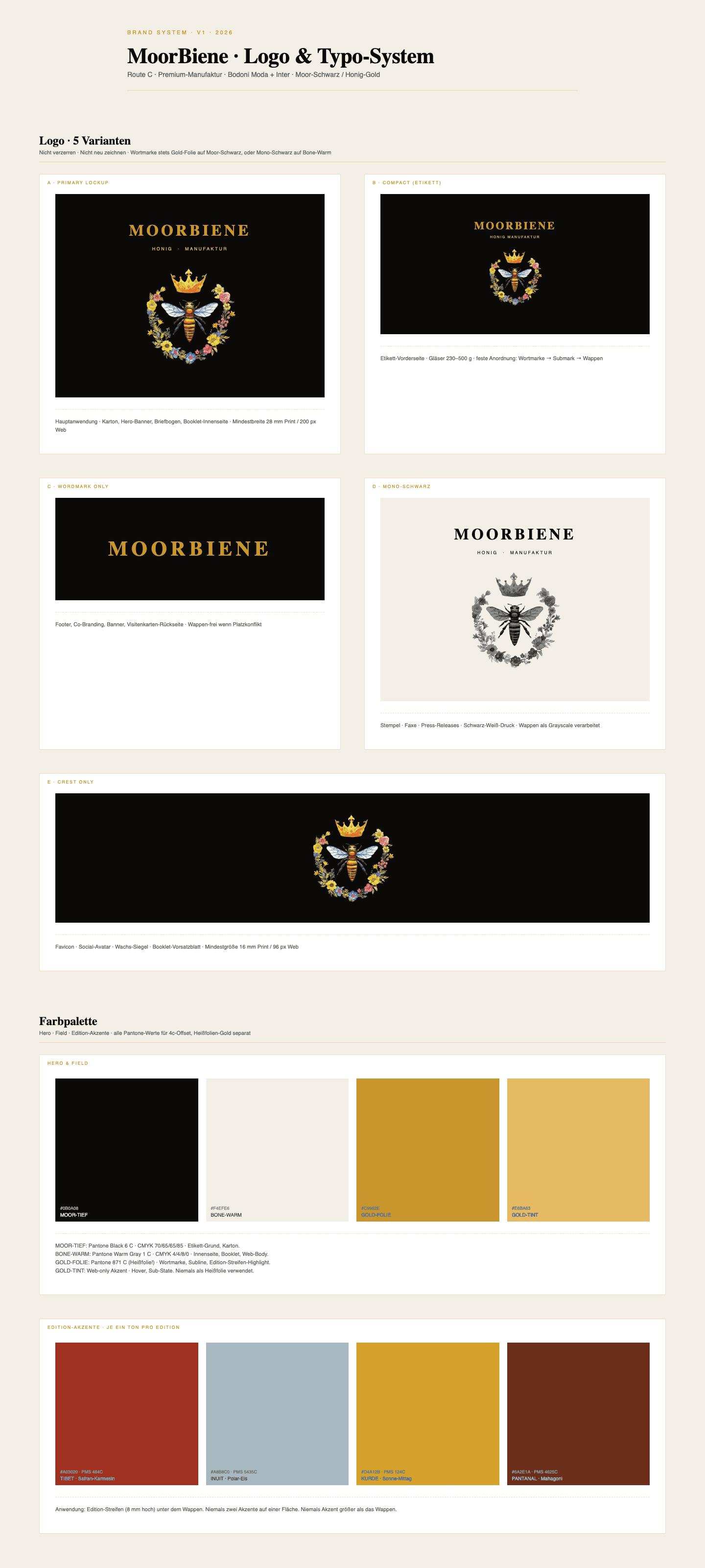 MoorBiene — Übersicht des Logo-Systems