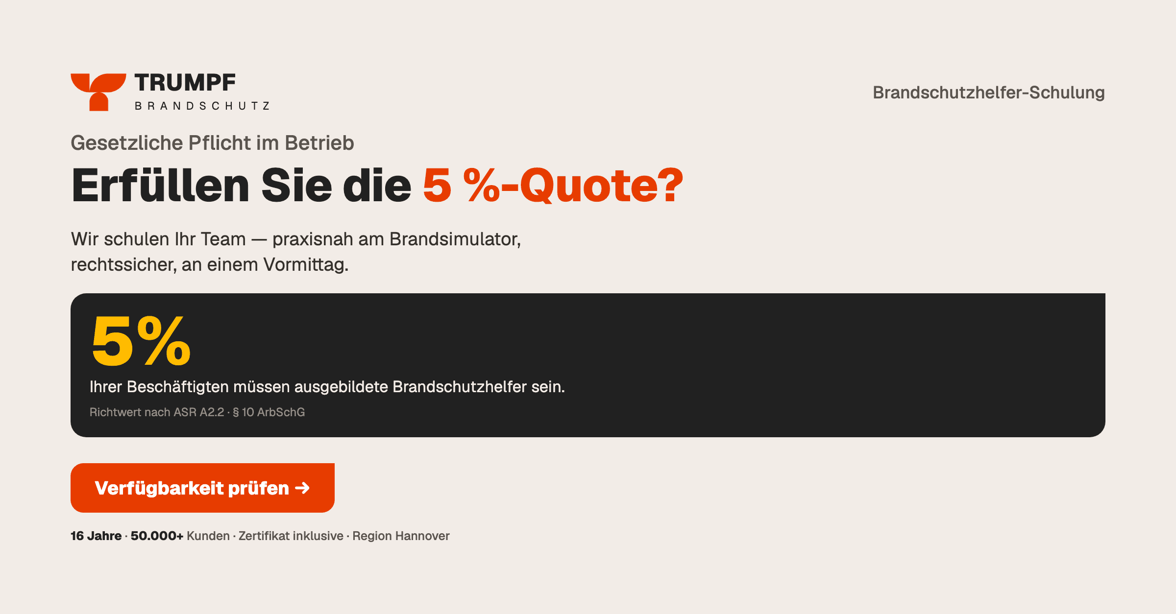 Trumpf Brandschutz — Anzeigen-Motiv Geschäftsführung