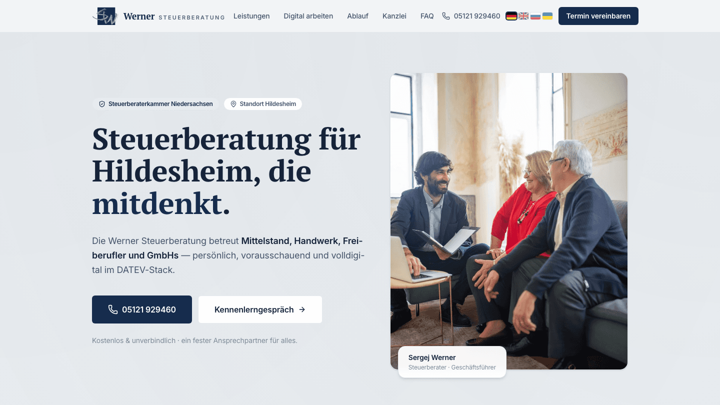 Werner Steuerberatung — Hero der Startseite